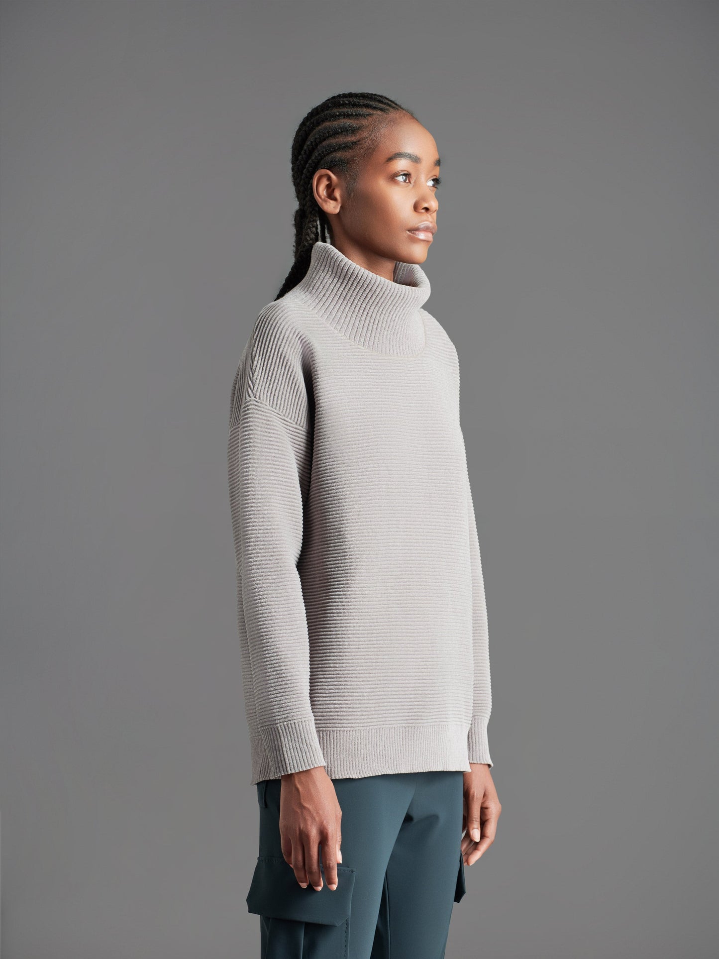 Velvet Ottoman Turtleneck Wom Knit