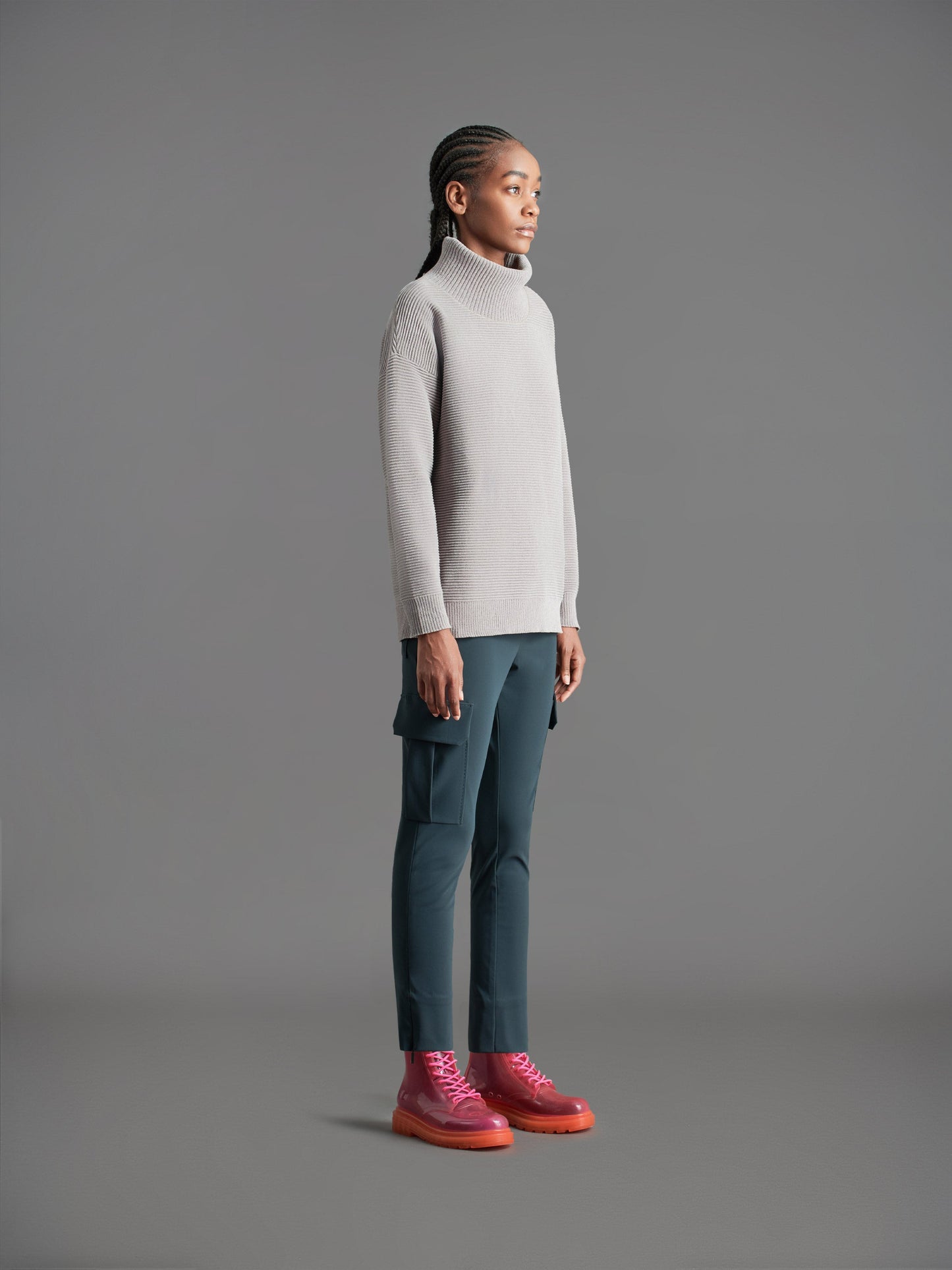 Velvet Ottoman Turtleneck Wom Knit