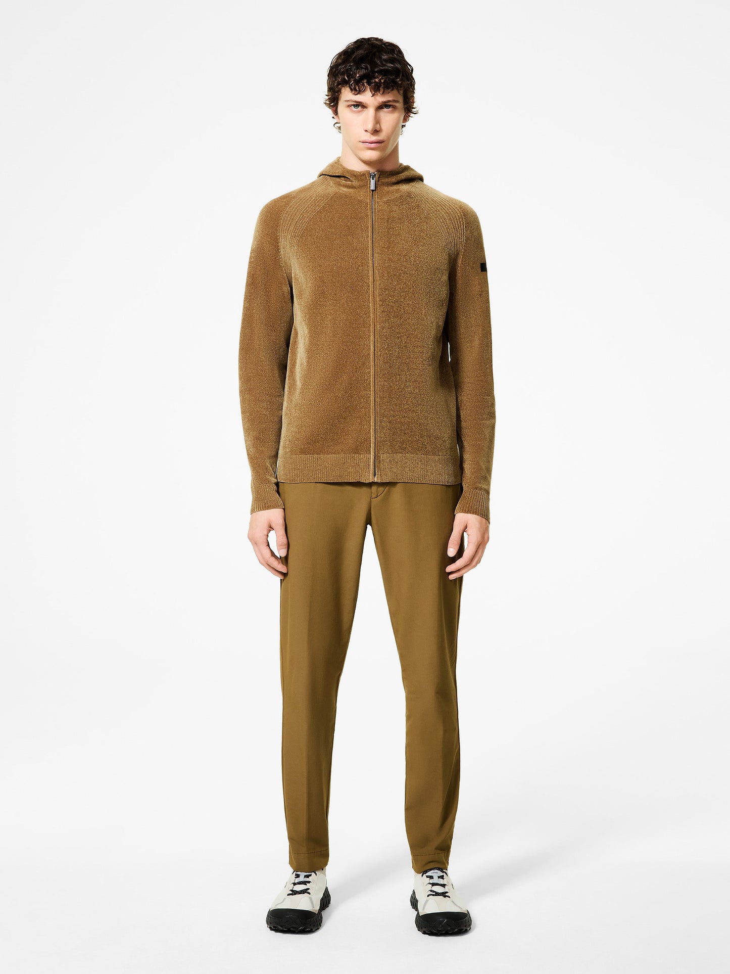 Velvet Hood Zip Knit