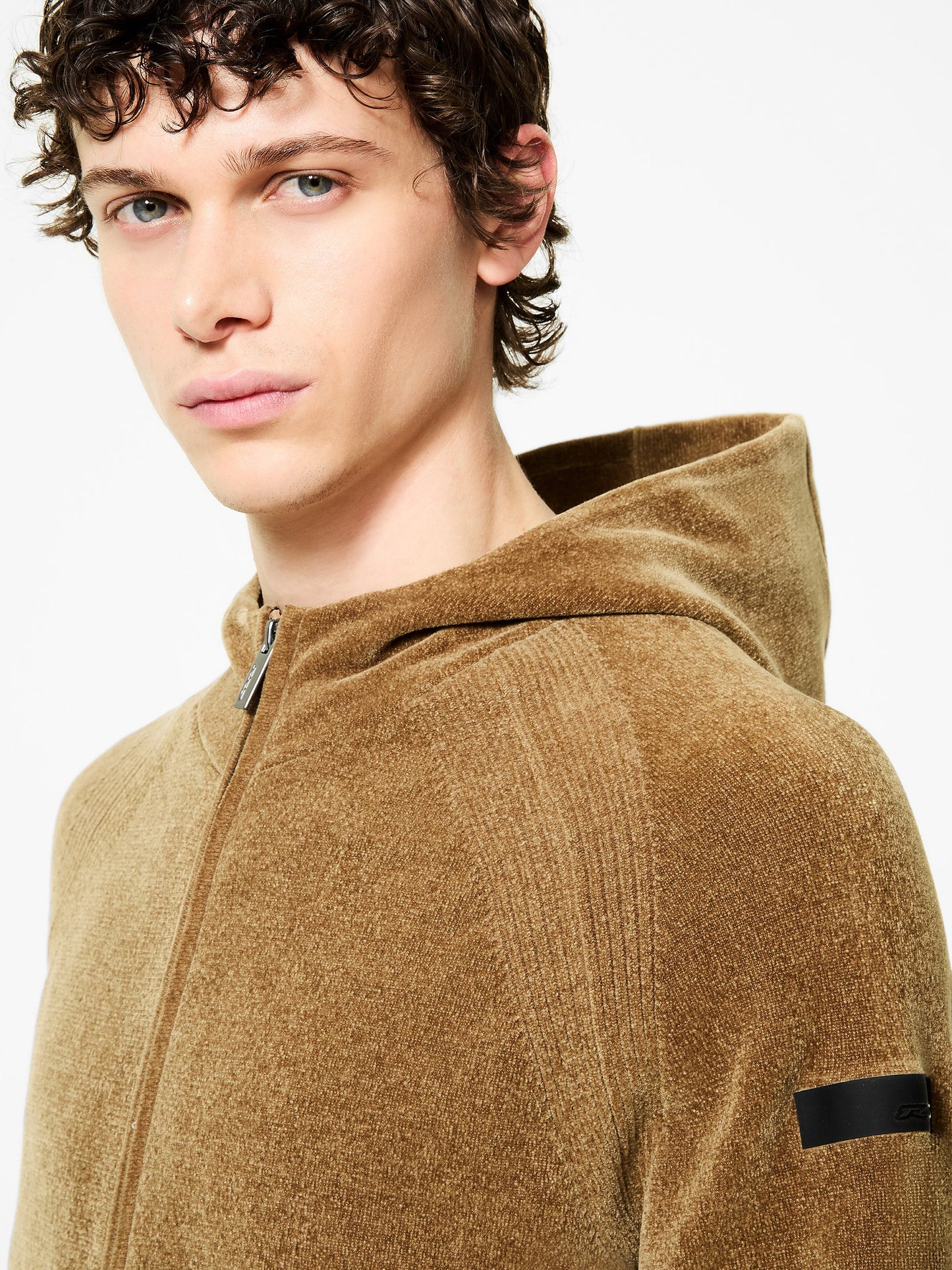 Velvet Hood Zip Knit